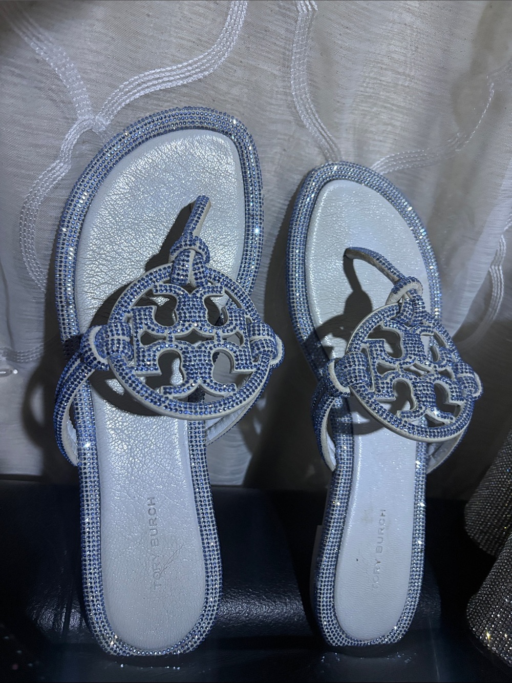 Tory Burch MILLER PAVÉ KNOTTED SANDAL- crystal Baby blue 💎Ju Ju Ice - Picture 7 of 12